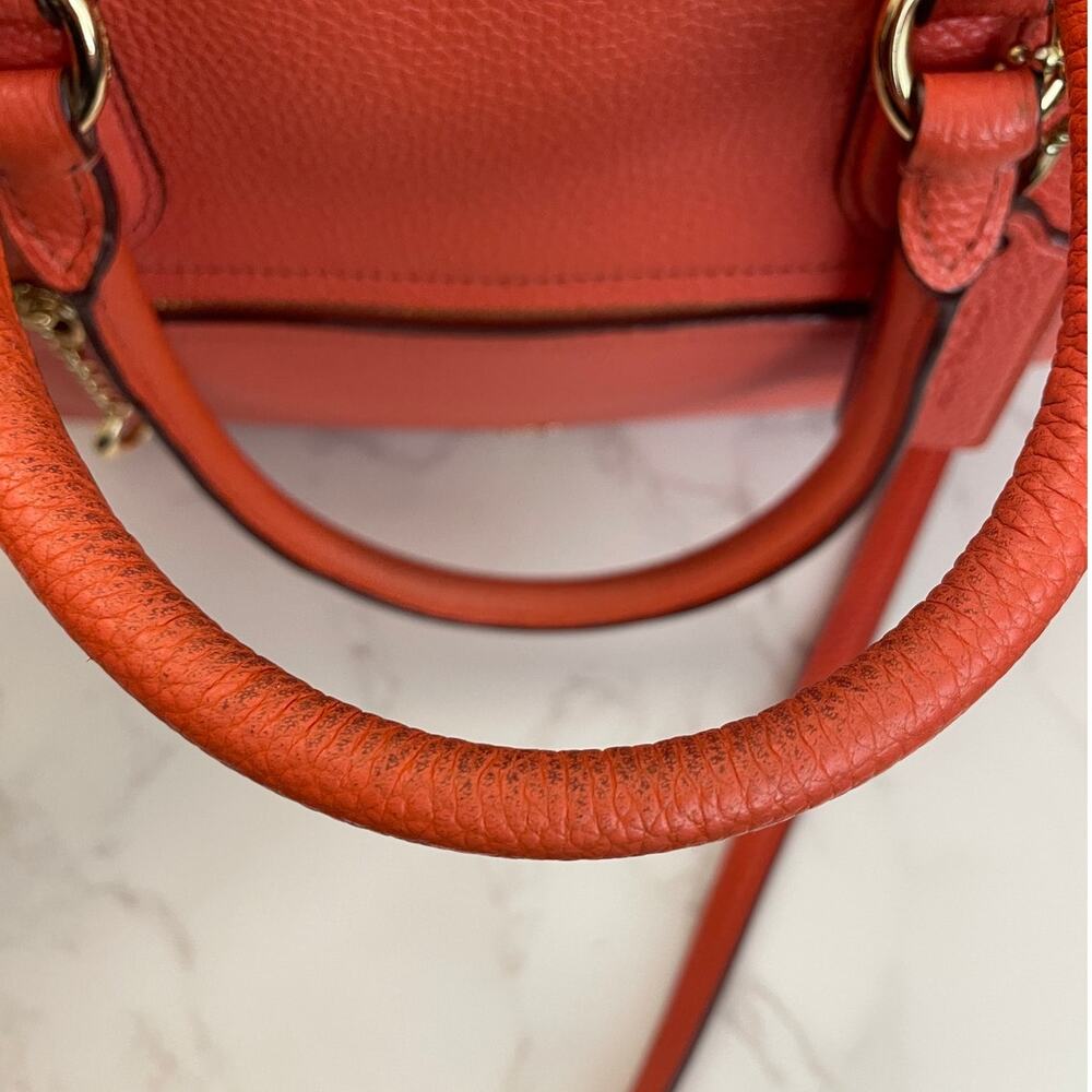 COACH Elise Coral Pebbled Leather Top Zip Medium Satchel Bag Pre-Owned - Picture 12 of 13